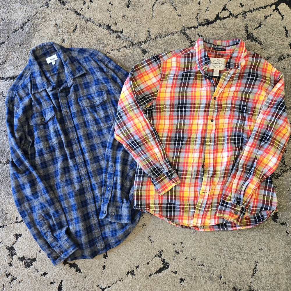 Two Men's Flannel Shirts - L
